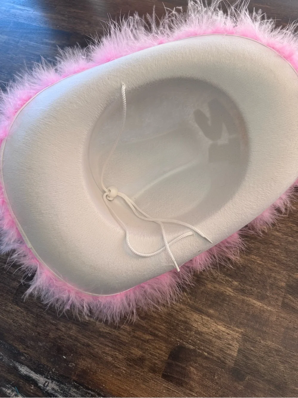 21st Birthday White Cowboy Hat with Pink Feather Trim